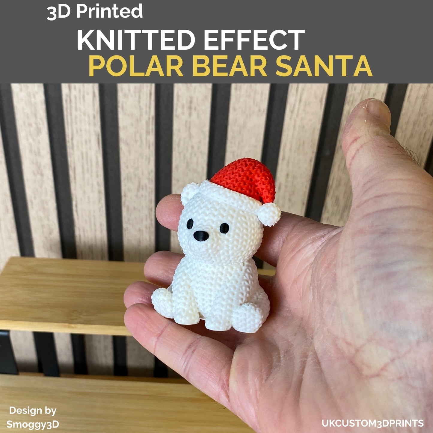 3D Printed Polar Bear Santa - Knitted Effect