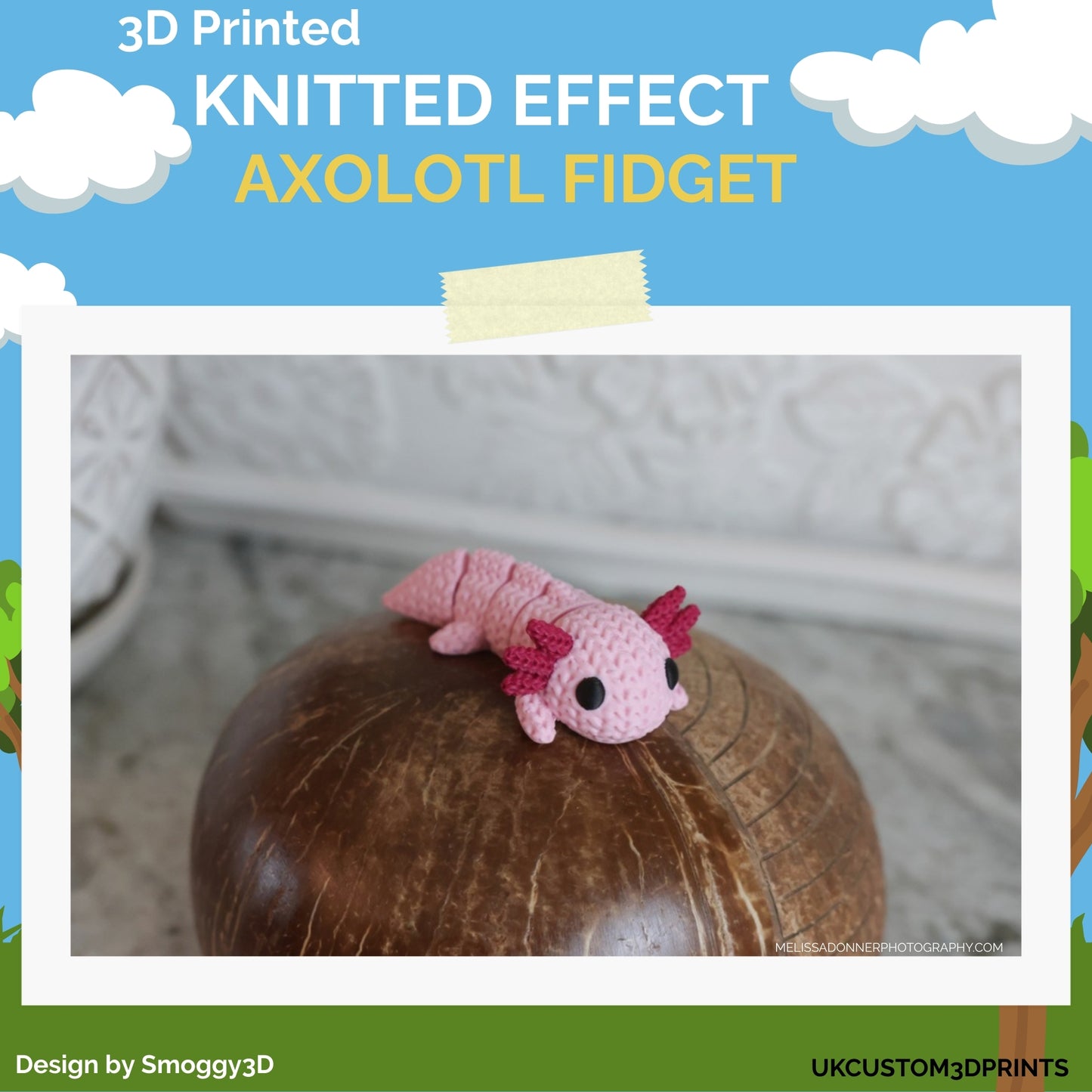 3D Printed Knitted Effect Axolotl Fidget