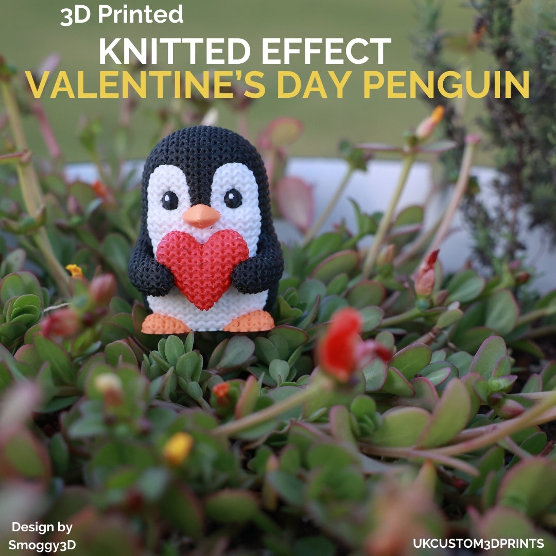 3D Printed Valentine's Day Penguin - Knitted Effect