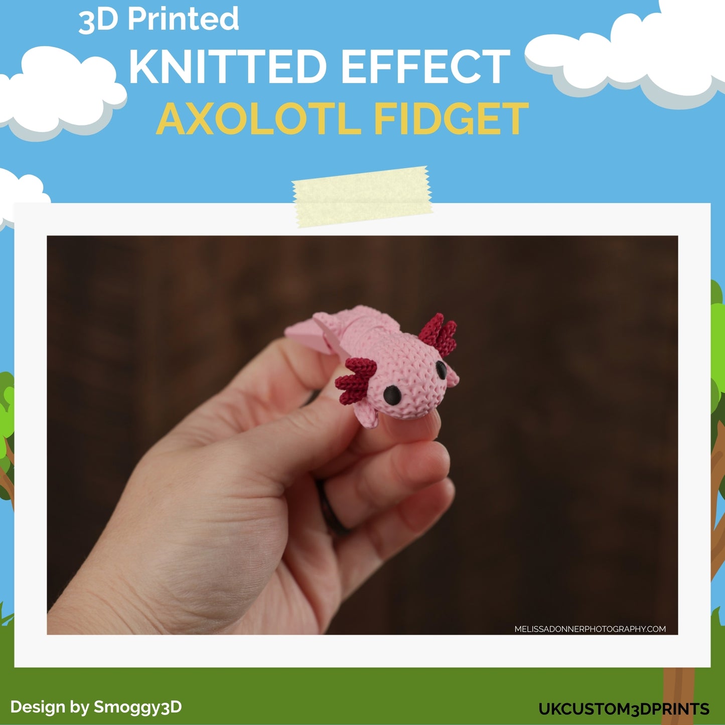 3D Printed Knitted Effect Axolotl Fidget