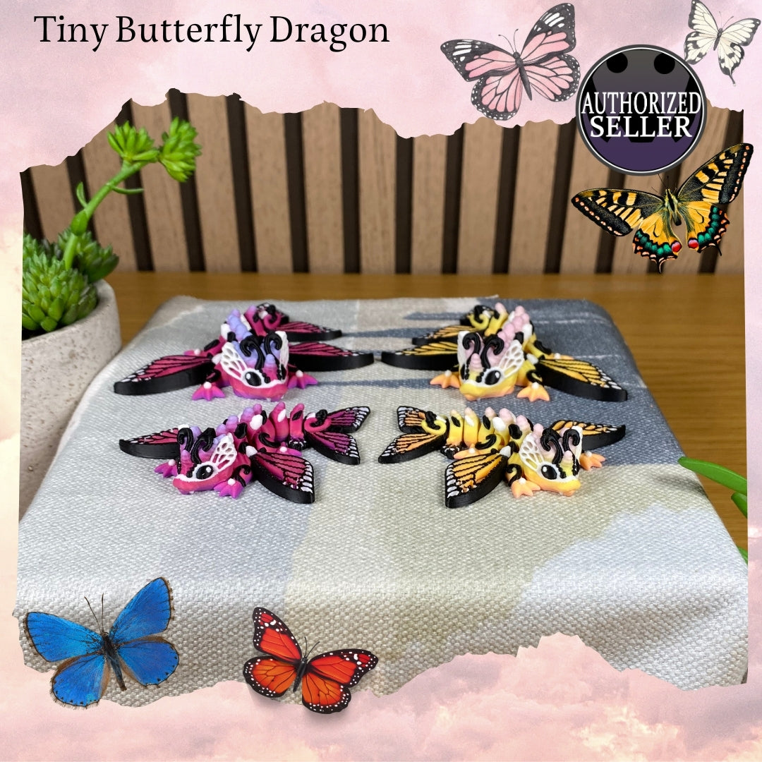 3D Printed Tiny Butterfly Dragon - Articulated - Fidget Gift