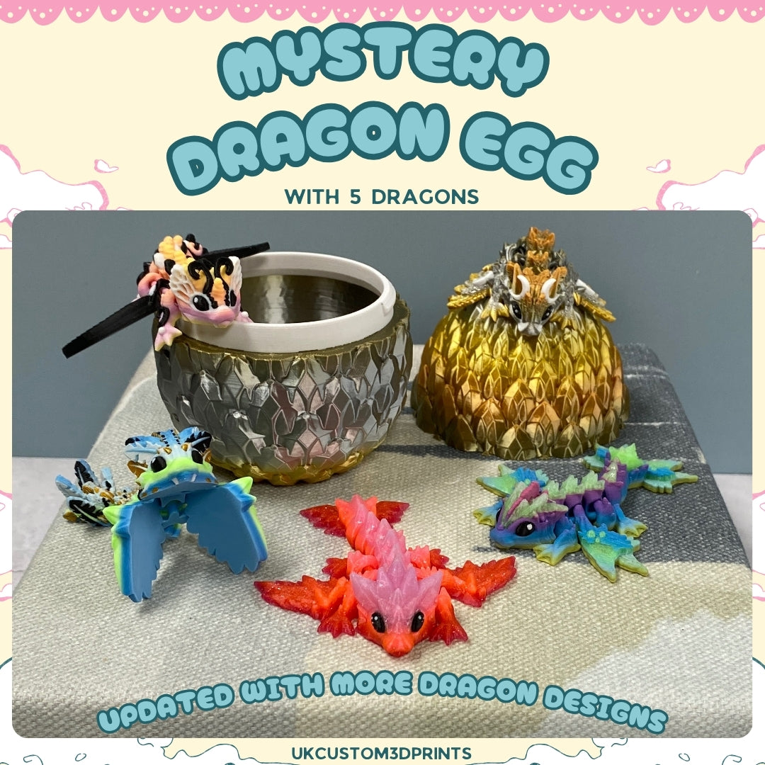3D Printed Mystery Dragon Egg with 5 Dragons
