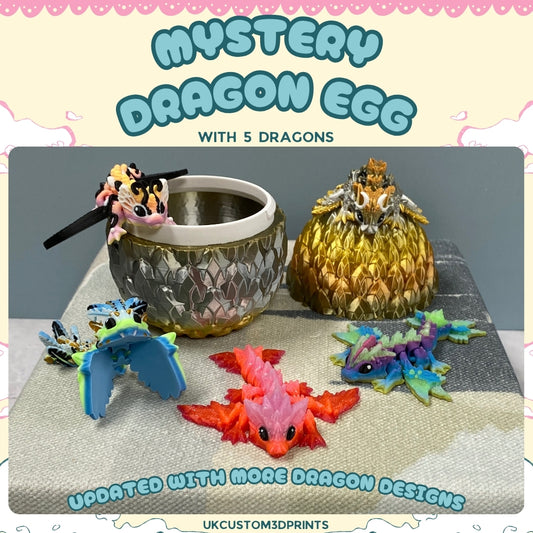 3D Printed Mystery Dragon Egg with 5 Dragons