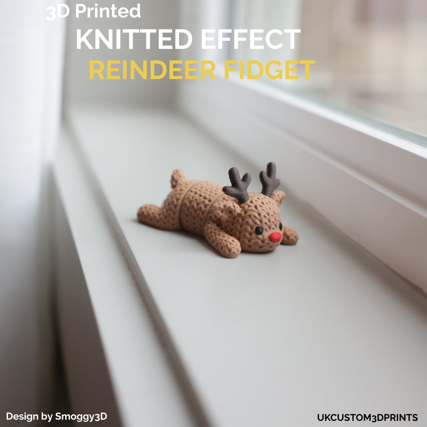 3D Printed Knitted Effect Reindeer Fidget