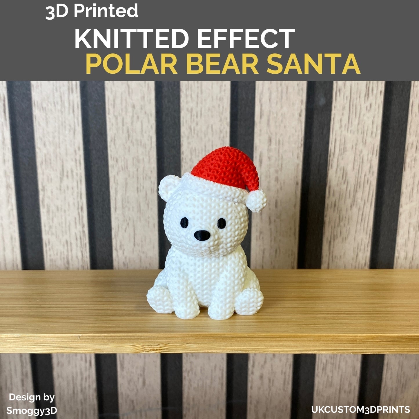 3D Printed Polar Bear Santa - Knitted Effect