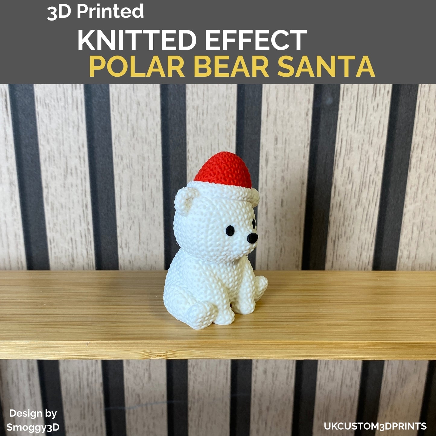 3D Printed Polar Bear Santa - Knitted Effect