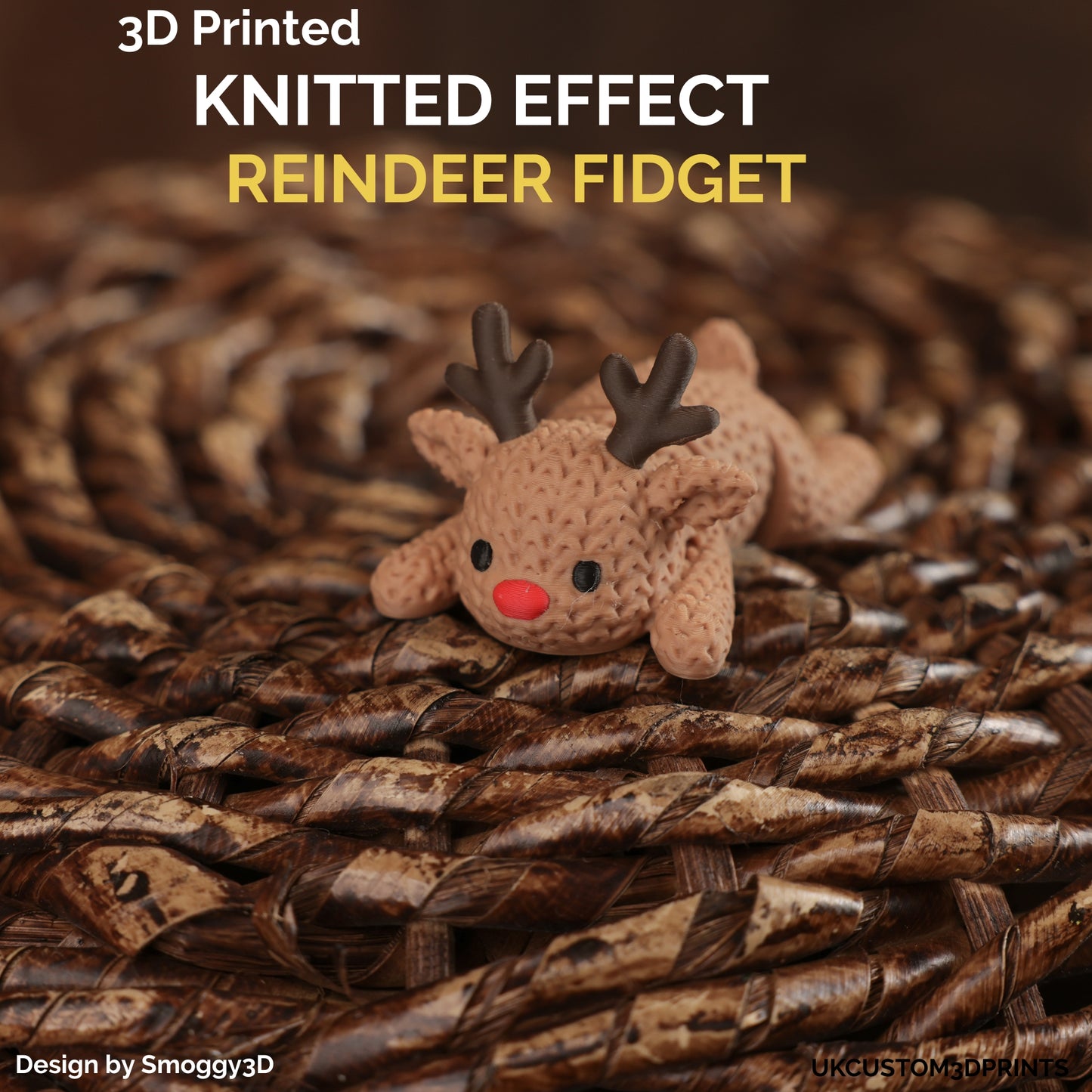 3D Printed Knitted Effect Reindeer Fidget