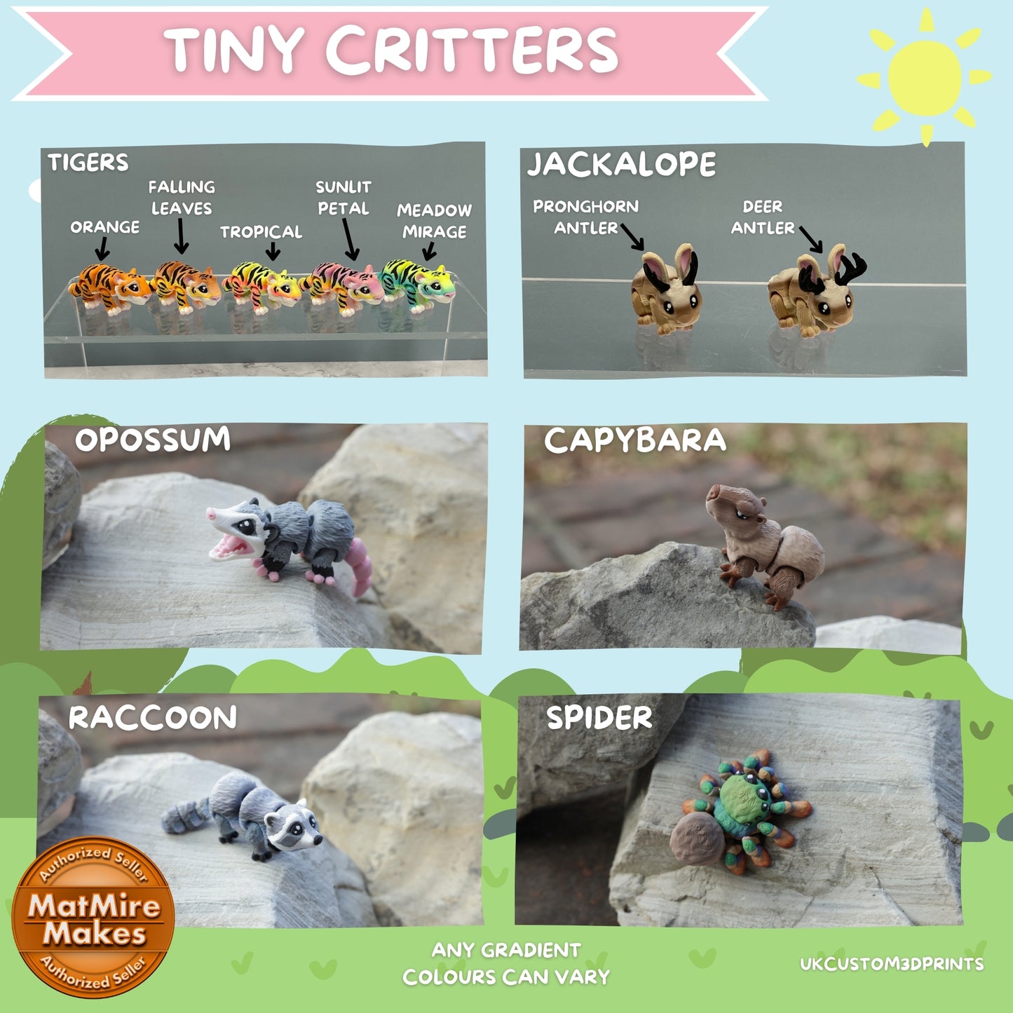 Tiny Critters Animal Fidgets - 3D Printed