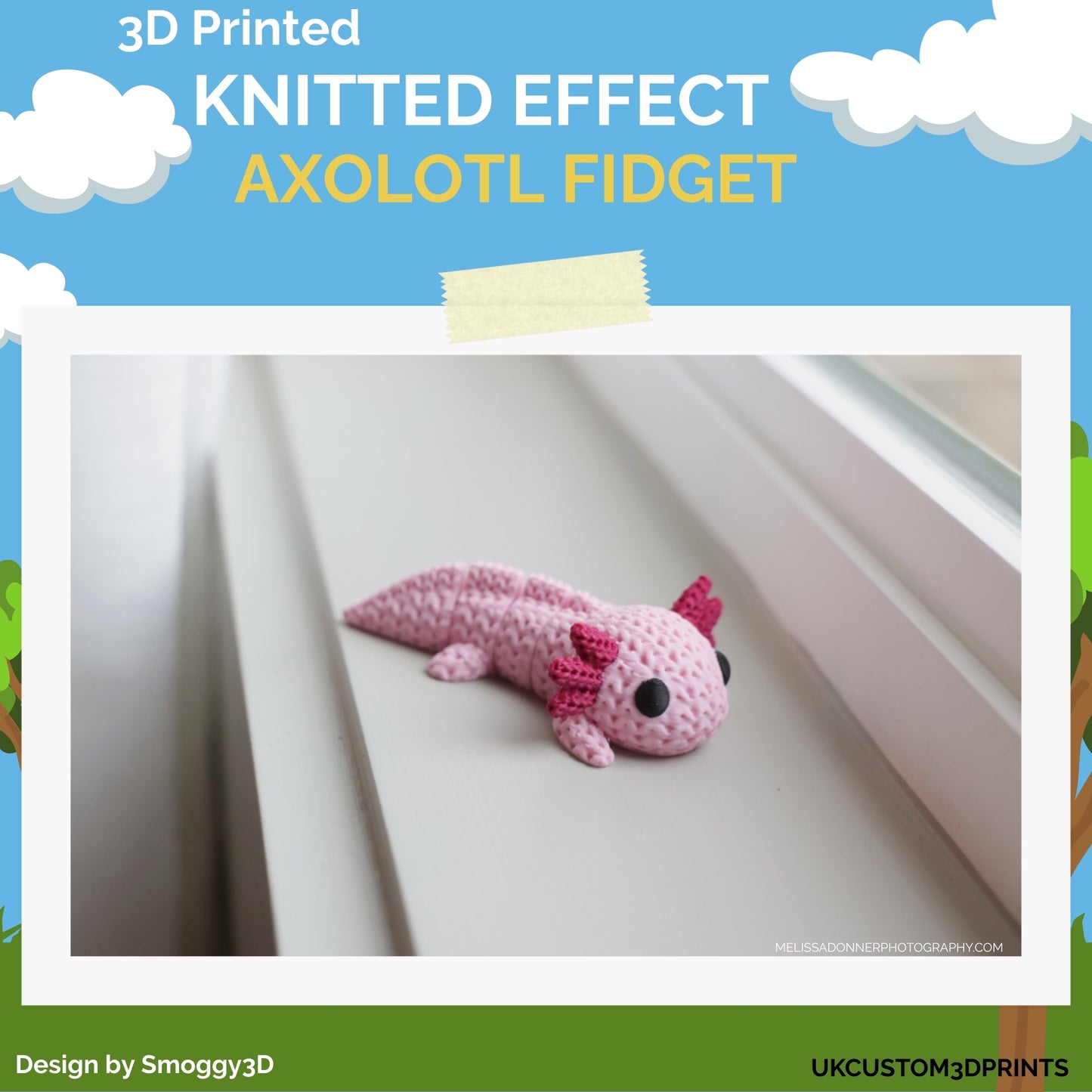 3D Printed Knitted Effect Axolotl Fidget
