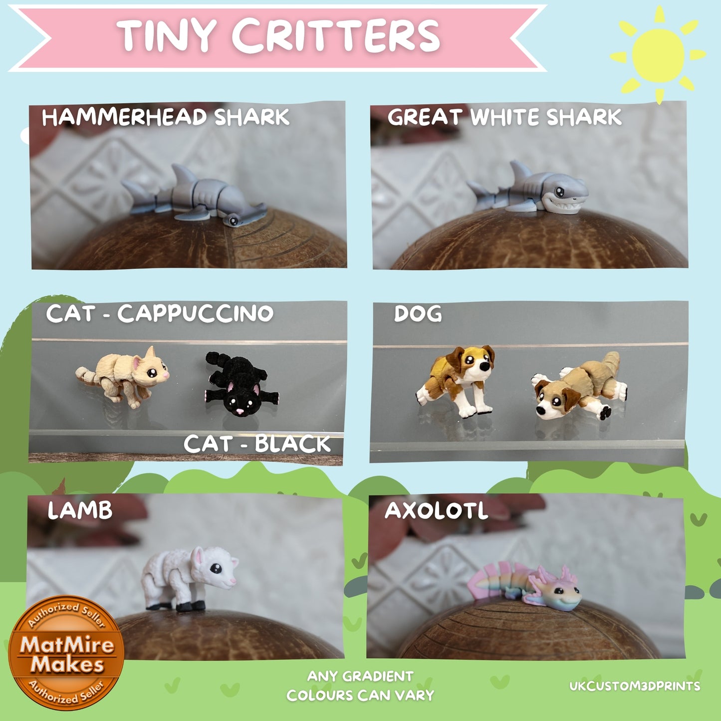 Tiny Critters Animal Fidgets - 3D Printed