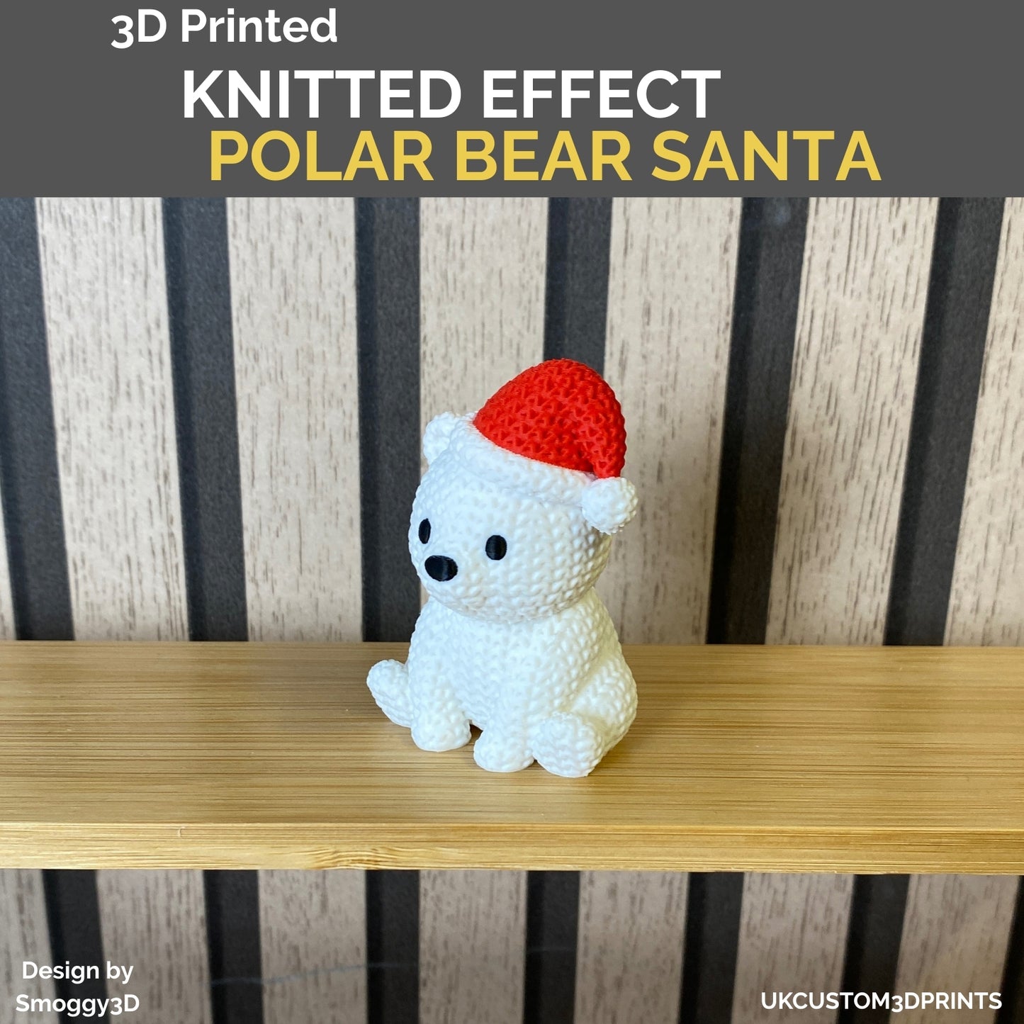3D Printed Polar Bear Santa - Knitted Effect