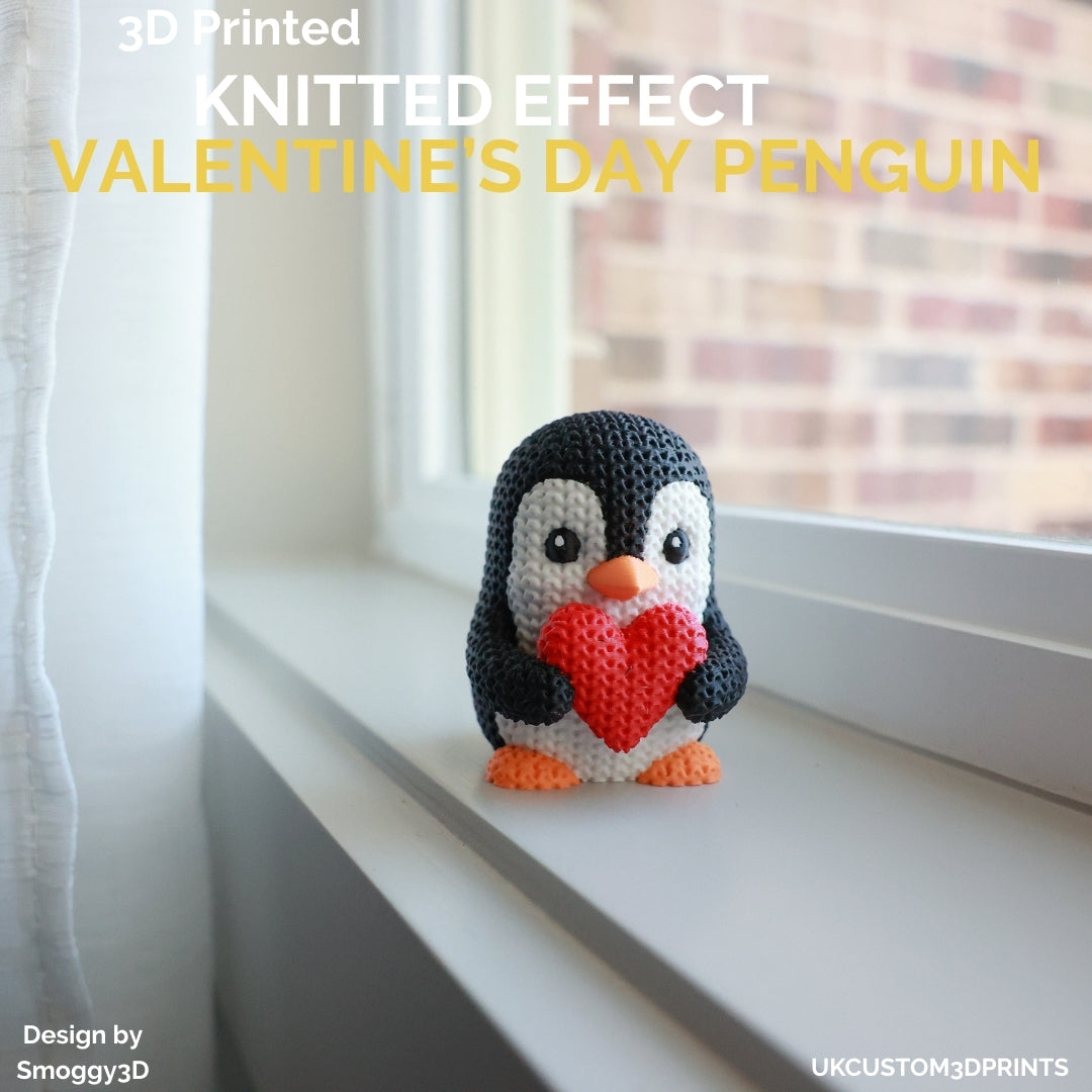 3D Printed Valentine's Day Penguin - Knitted Effect