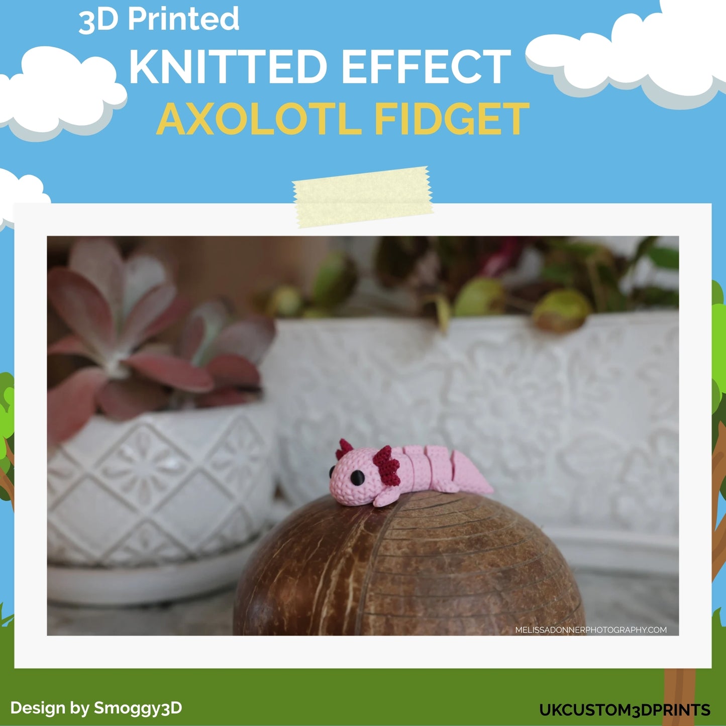 3D Printed Knitted Effect Axolotl Fidget