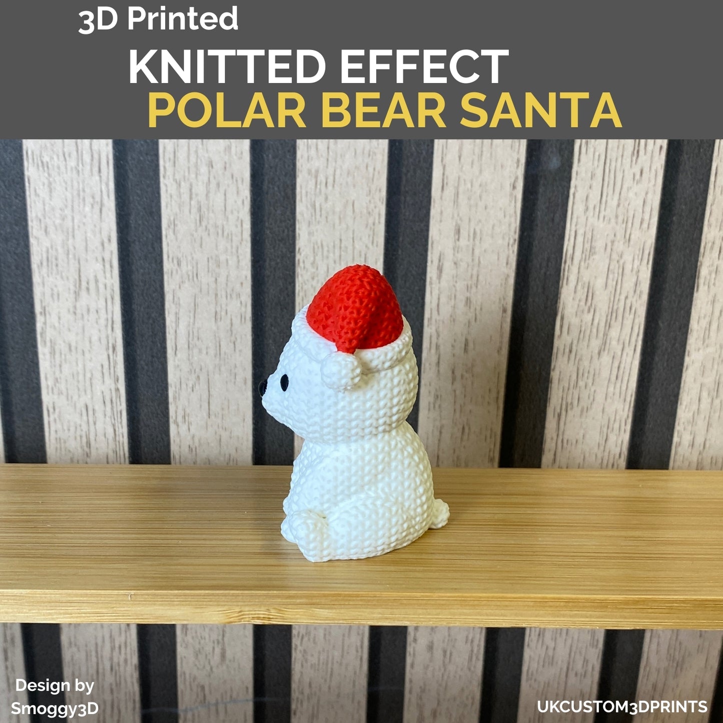 3D Printed Polar Bear Santa - Knitted Effect