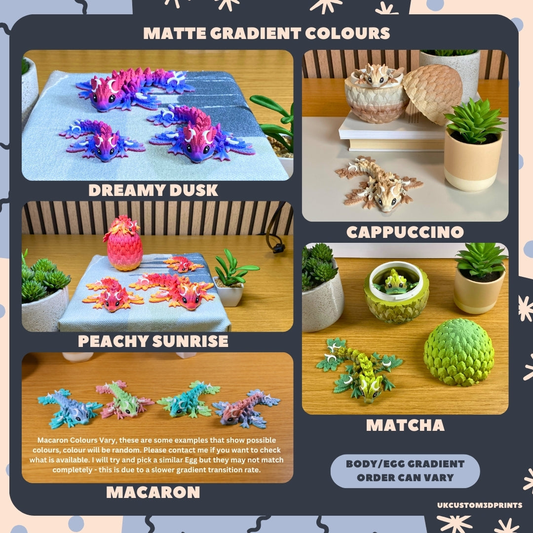 3D Printed Tiny Lunar Dragon and Egg - Articulated - Fidget Gift