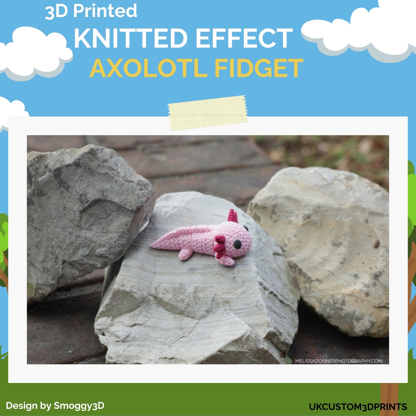 3D Printed Knitted Effect Axolotl Fidget