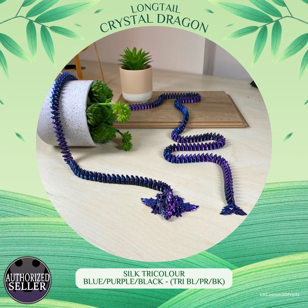 3D Printed - Longtail Crystal Dragon - Articulated Fidget