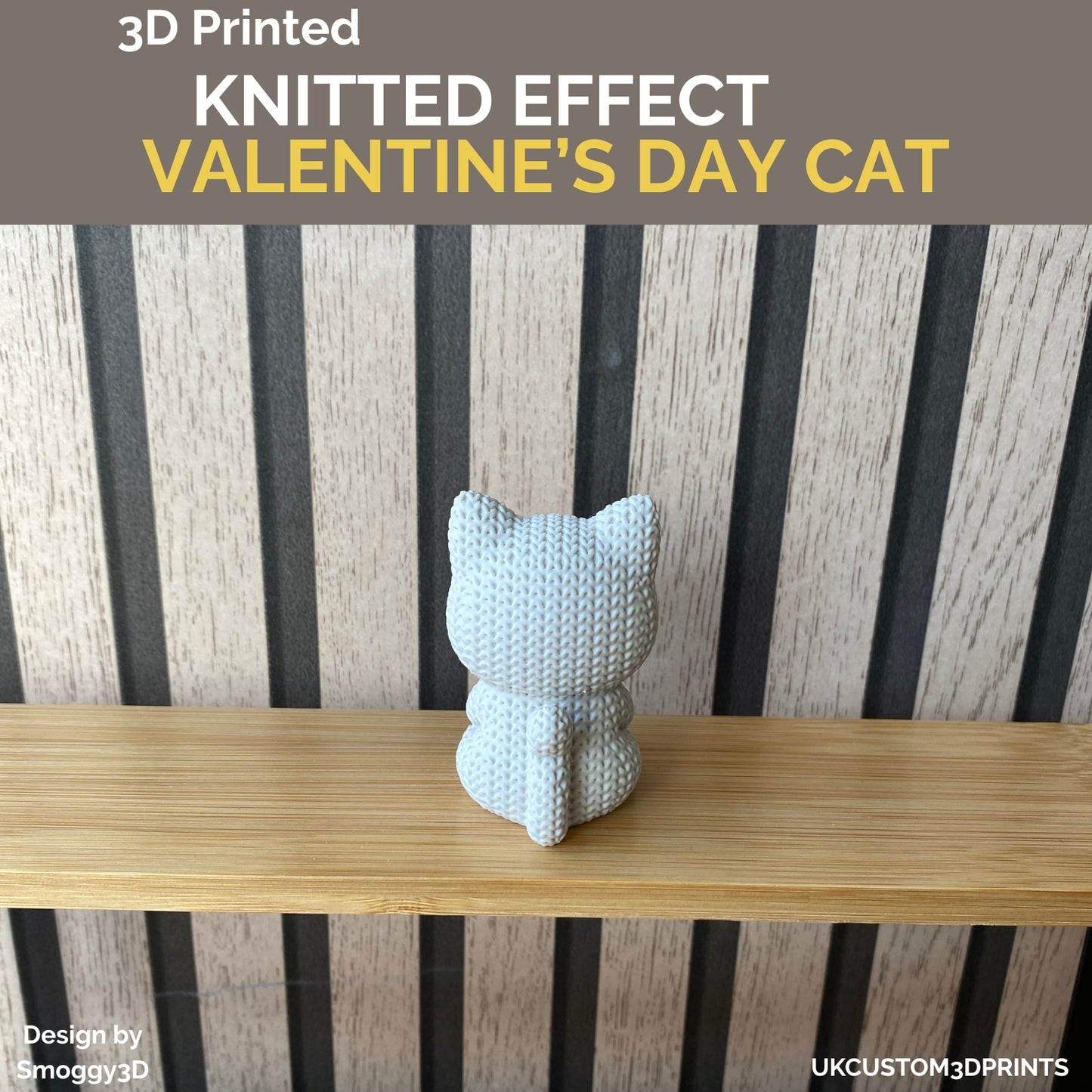 3D Printed Valentine's Day Cat - Knitted Effect