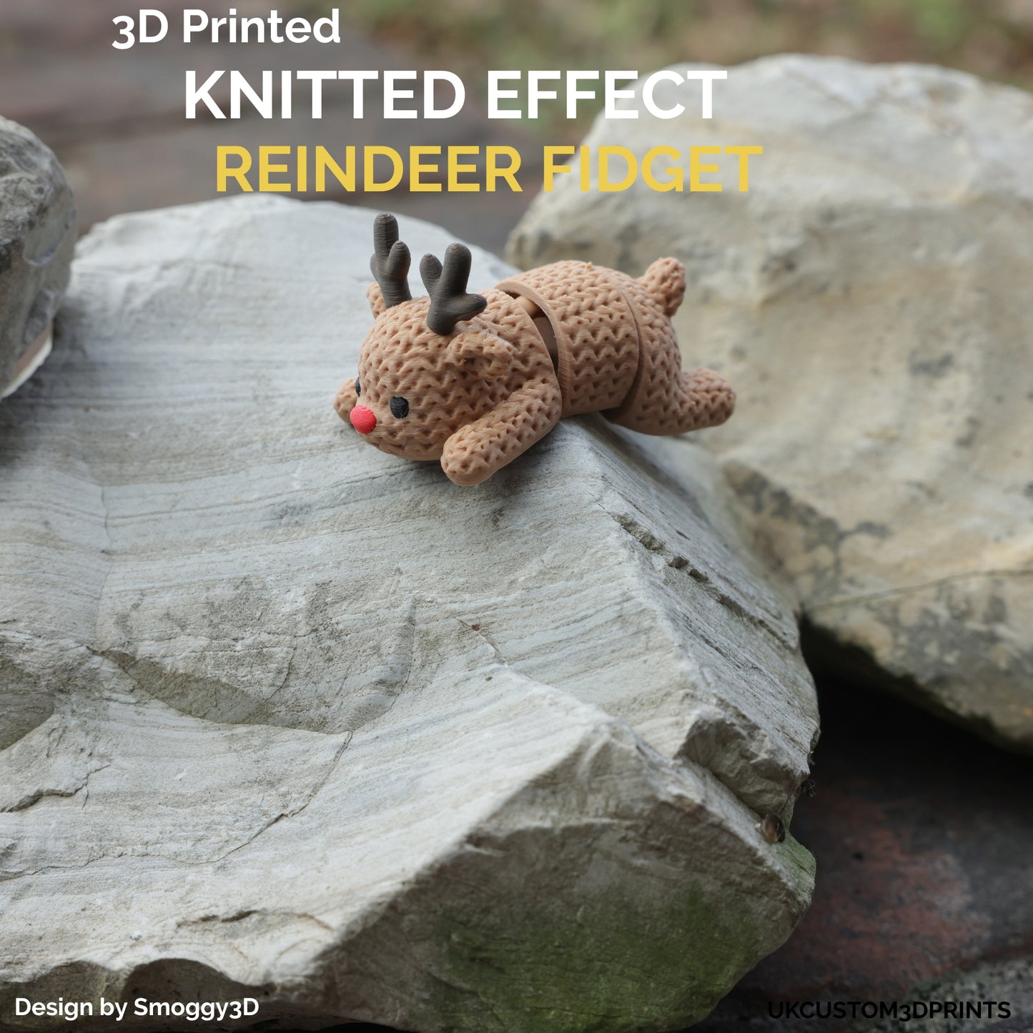 3D Printed Knitted Effect Reindeer Fidget