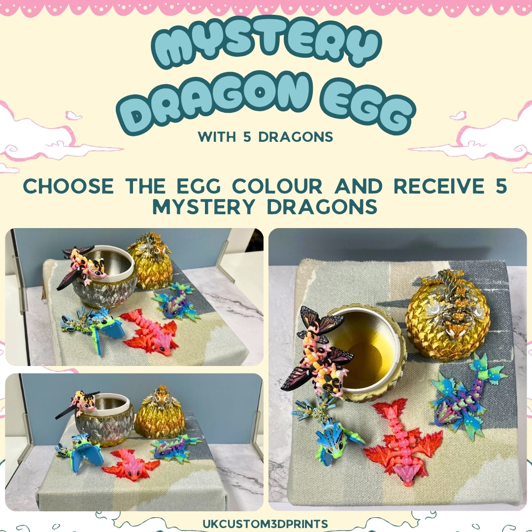 3D Printed Mystery Dragon Egg with 5 Dragons