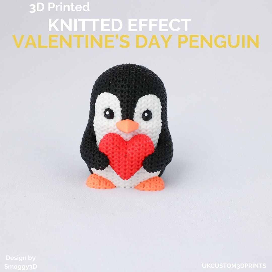 3D Printed Valentine's Day Penguin - Knitted Effect