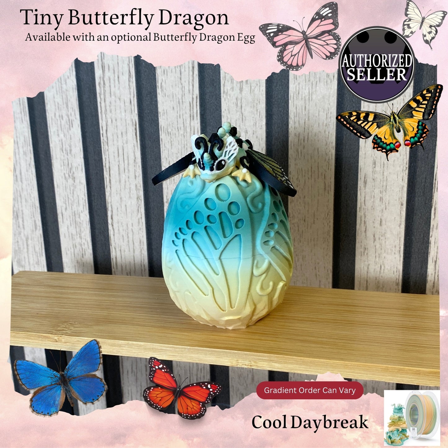 3D Printed Tiny Butterfly Dragon - Articulated - Fidget Gift