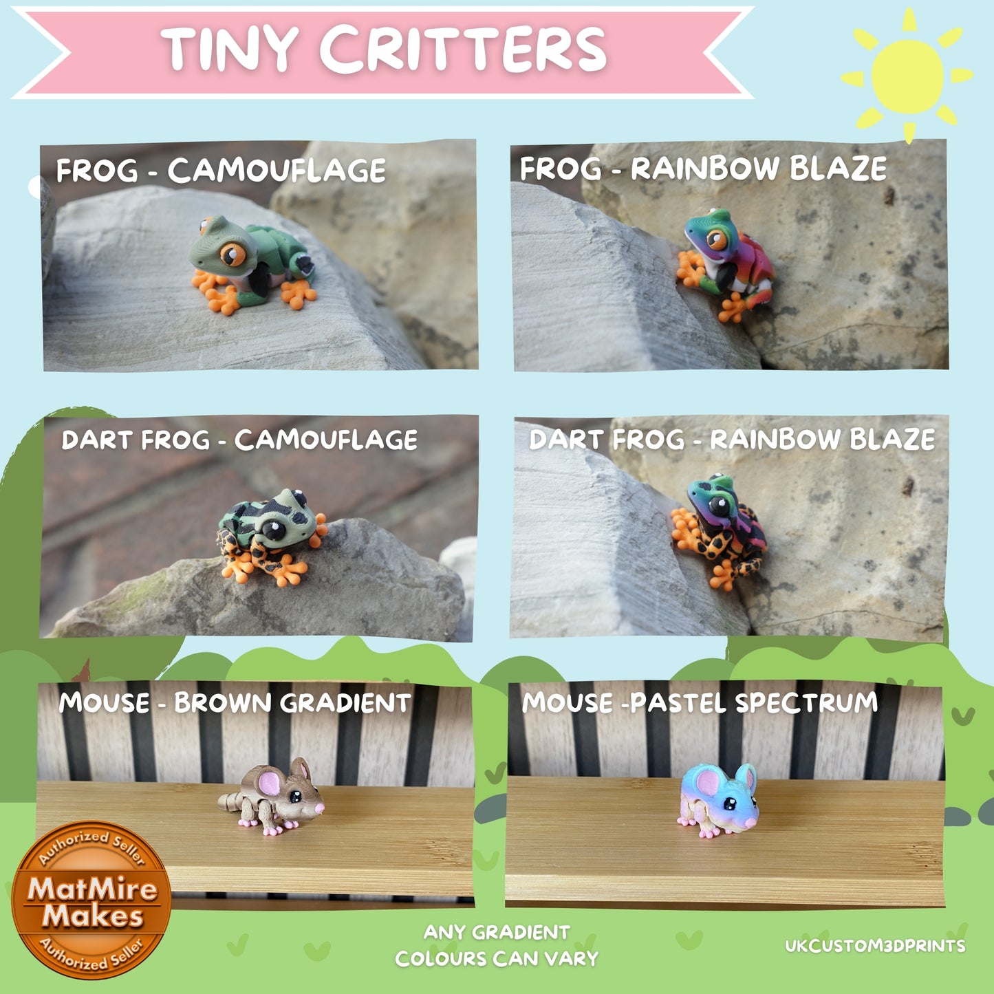 Tiny Critters Animal Fidgets - 3D Printed