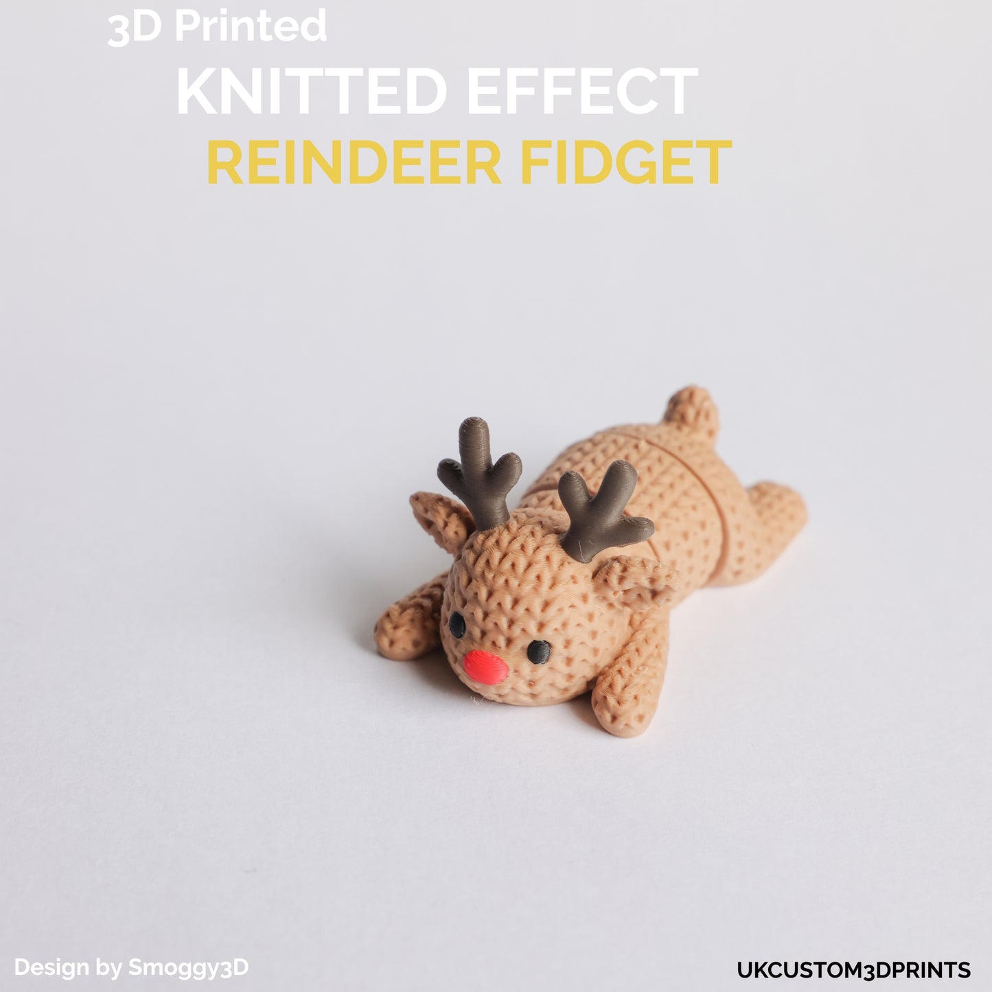3D Printed Knitted Effect Reindeer Fidget