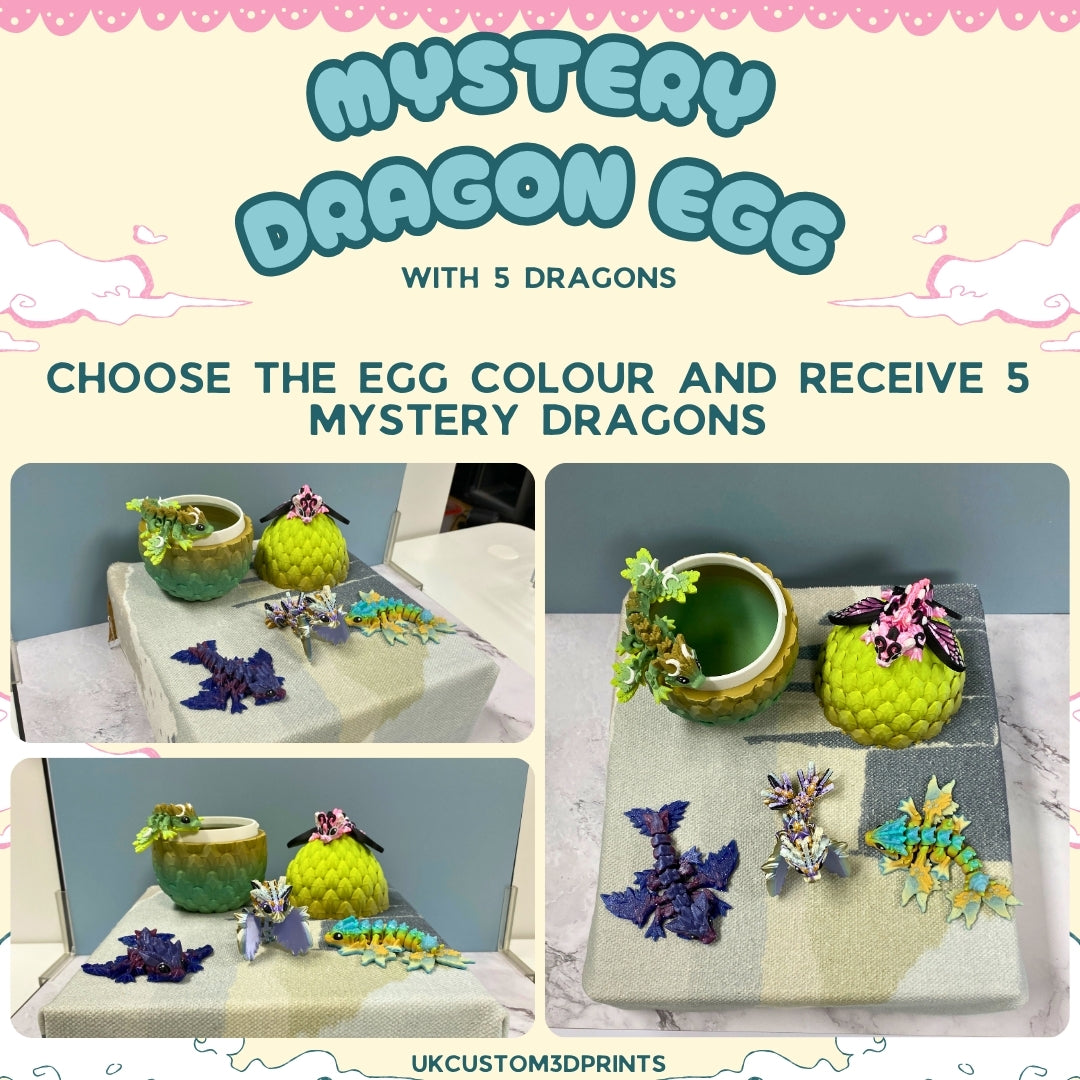 3D Printed Mystery Dragon Egg with 5 Dragons