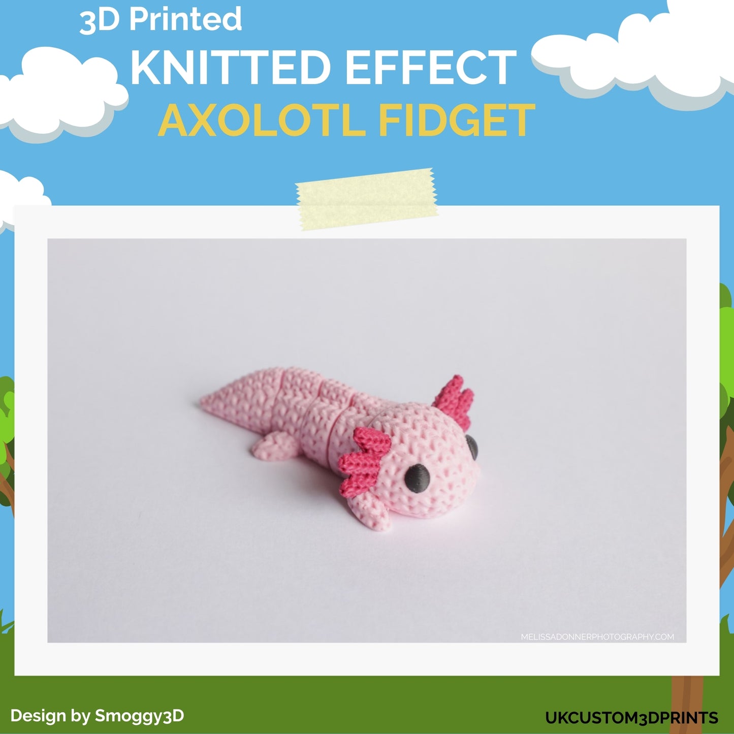 3D Printed Knitted Effect Axolotl Fidget