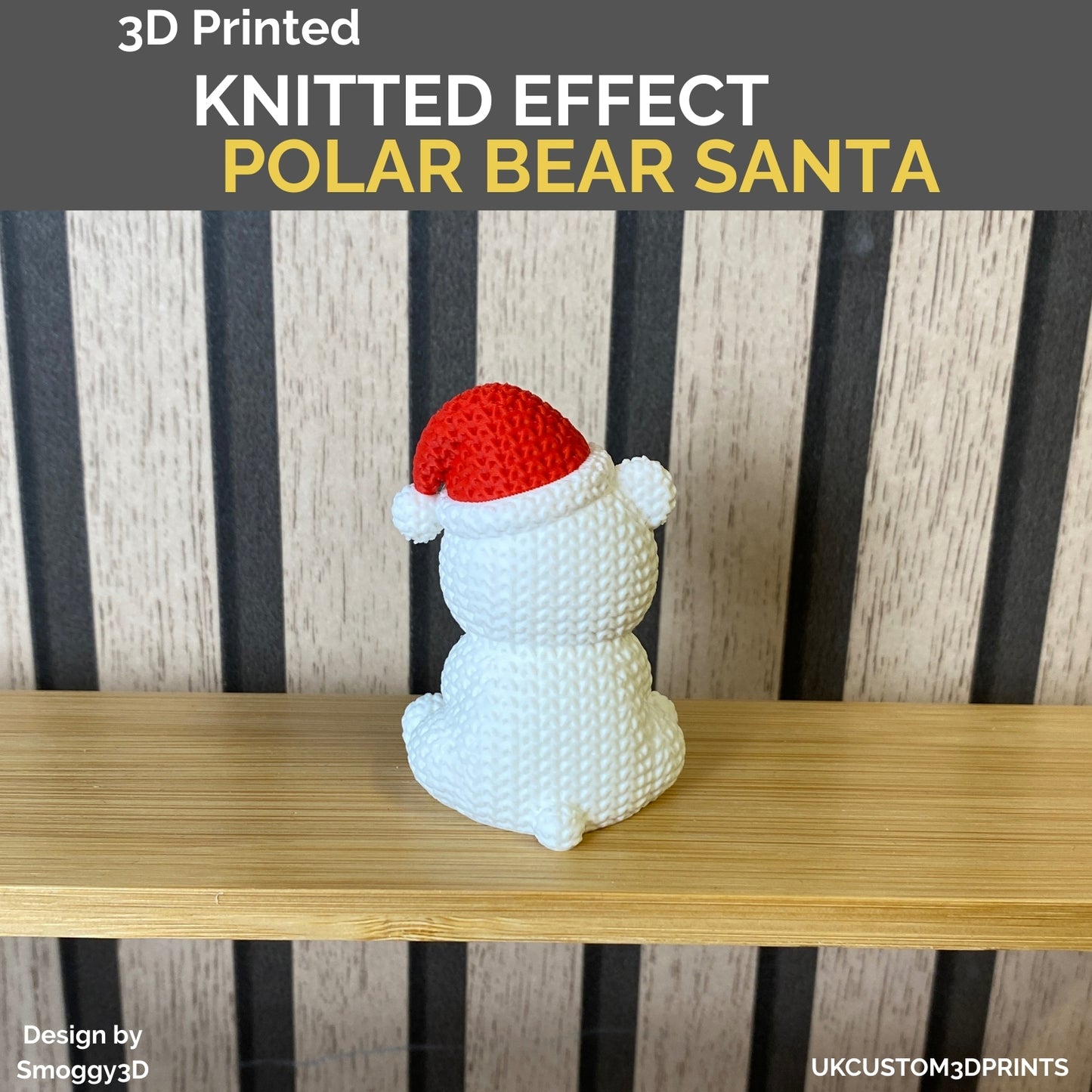3D Printed Polar Bear Santa - Knitted Effect