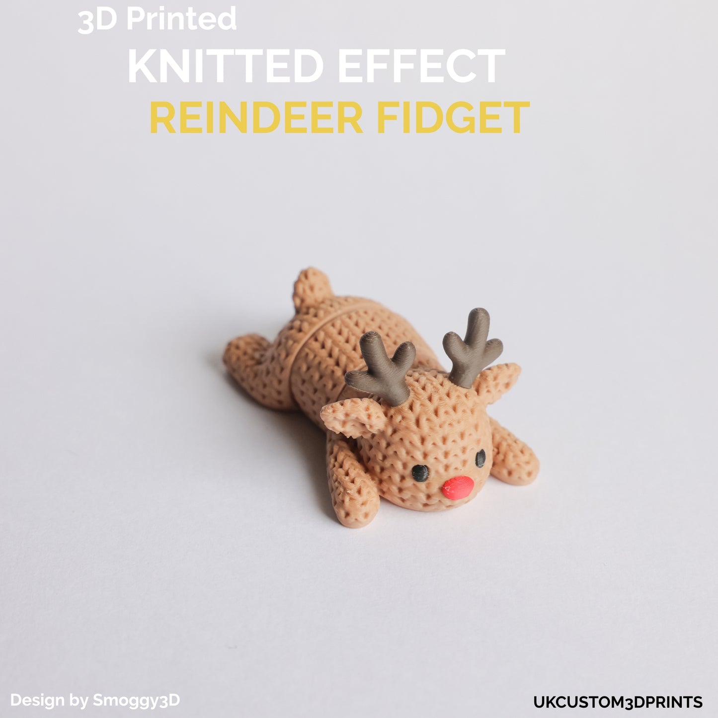 3D Printed Knitted Effect Reindeer Fidget
