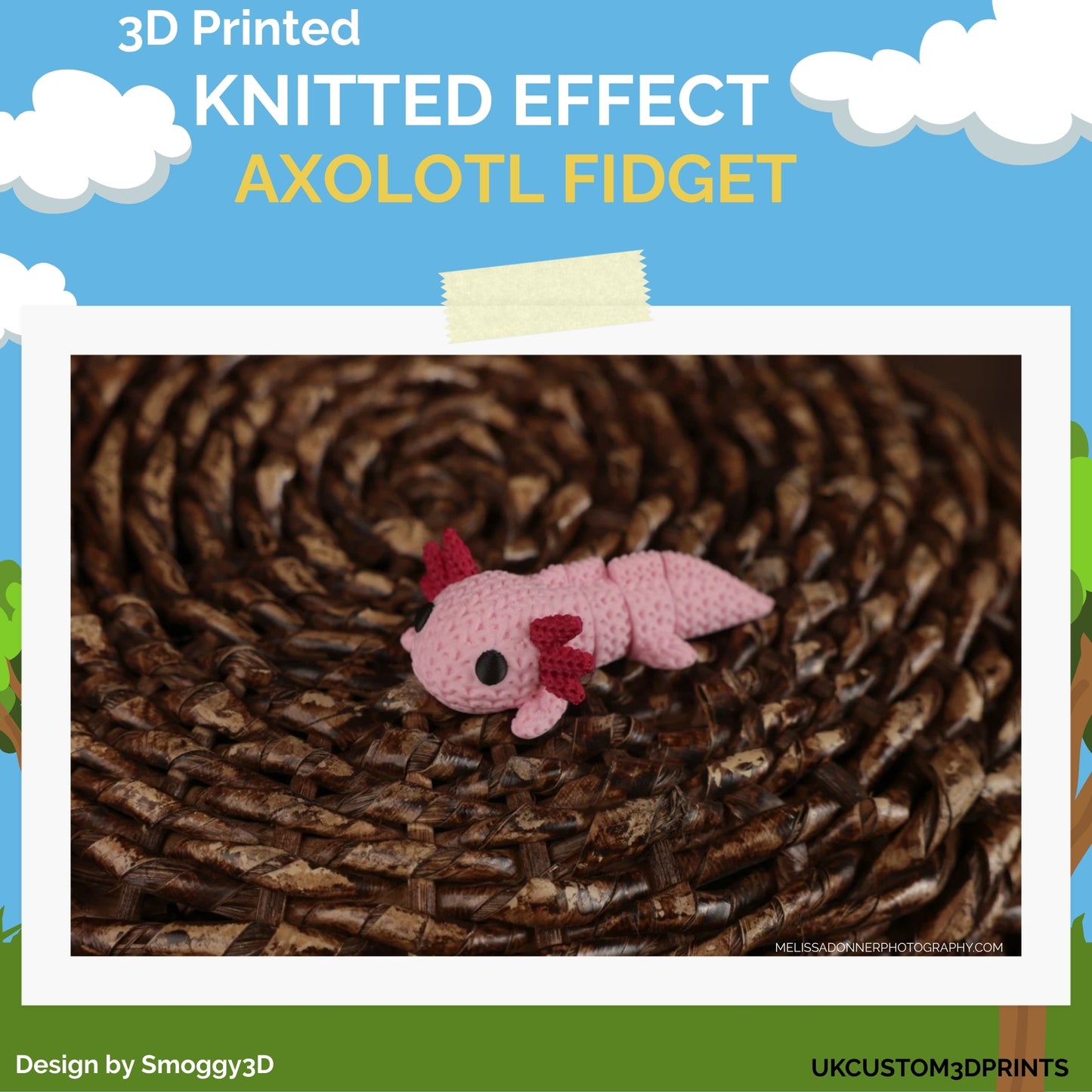 3D Printed Knitted Effect Axolotl Fidget