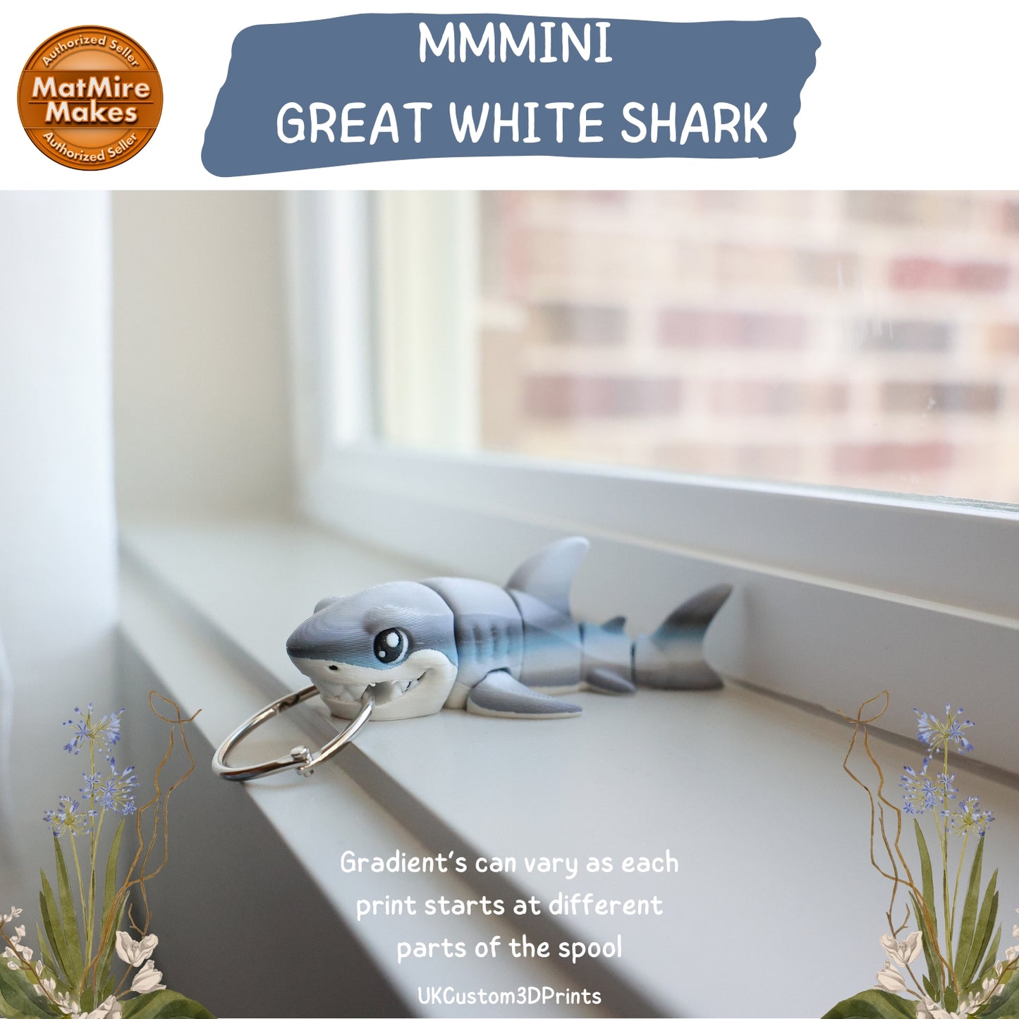 MMMini Great White Shark Fidget - Optional Keychain