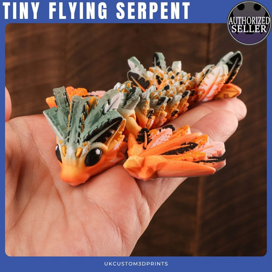 3D Printed Tiny Flying Serpent and Egg - Articulated - Fidget Gift